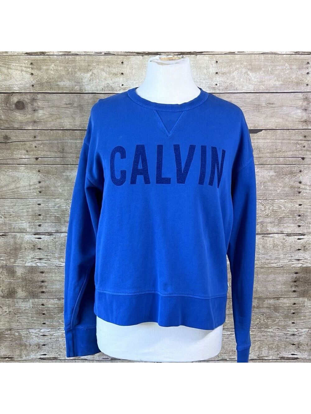 Calvin Klein Jeans Blue Crewneck Sweatshirt with CALVIN Logo, Size XL